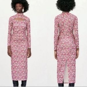 Zara cutout bodycon floral dress